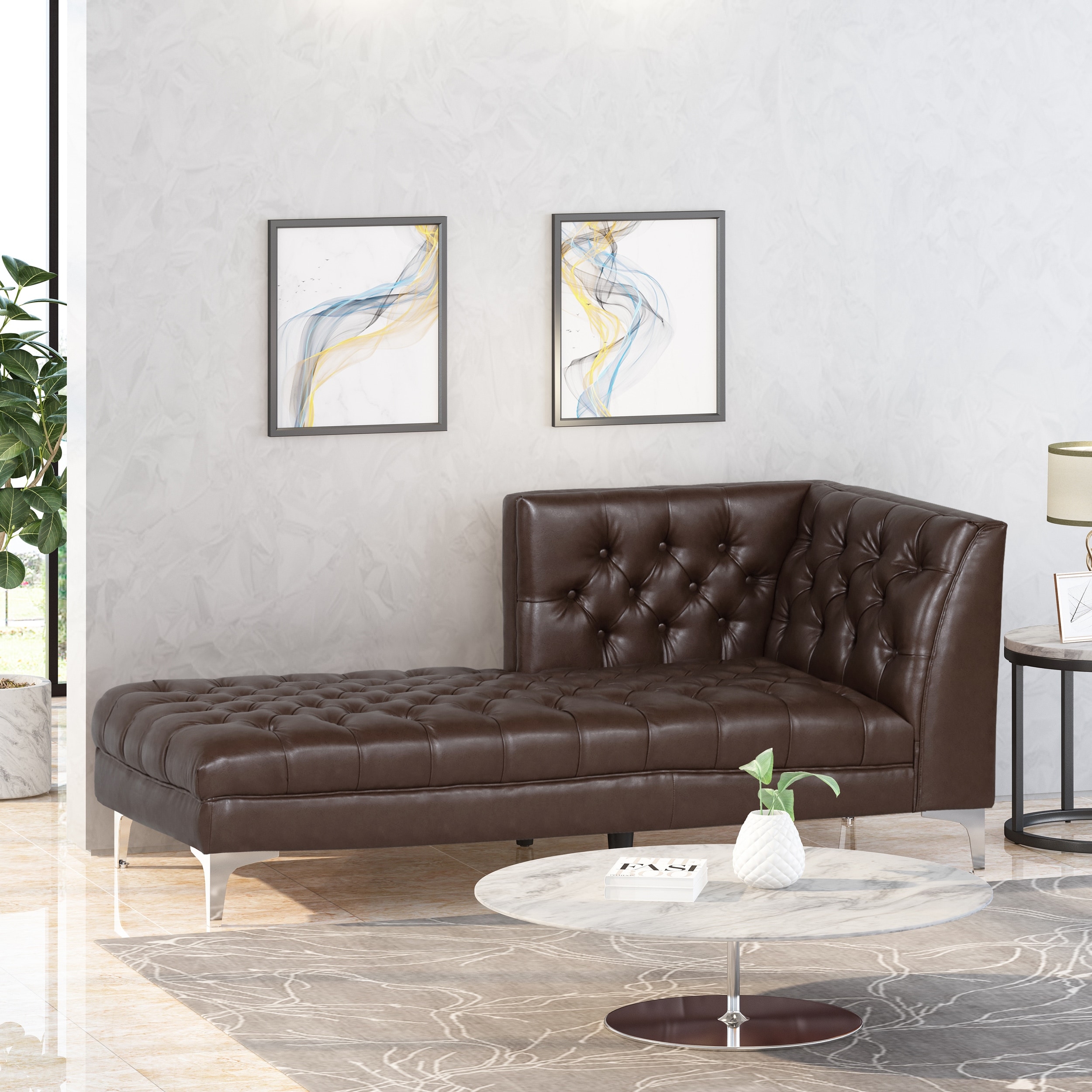 Tufted 2025 leather chaise
