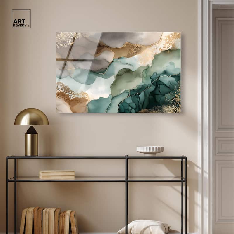 Golden Estuary I Acrylic by Art Remedy, Ready to Hang