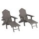 preview thumbnail 51 of 54, Bonosuki 2-Piece Folding Adirondack Chairs with Retractable Ottoman, Fire Pit Patio Chair with Cup Holder