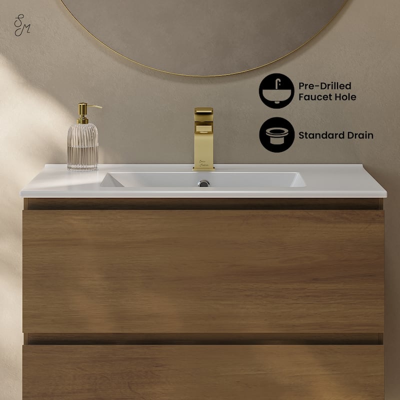 Liberte 30" Freestanding Bathroom Vanity In Brown Oak With Sink Top - 30