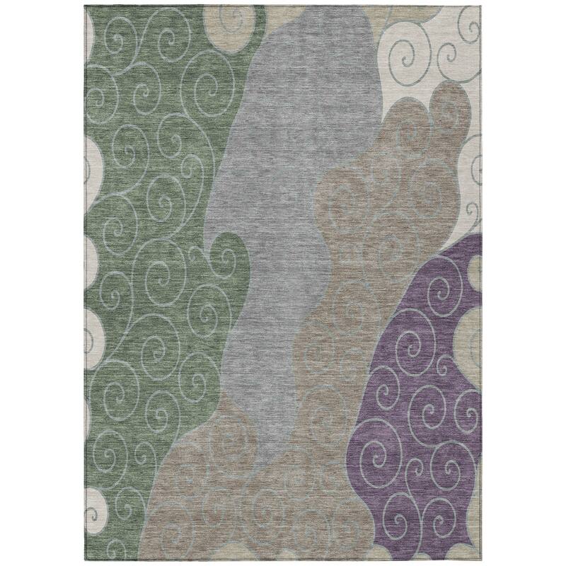 Machine Washable Indoor/ Outdoor Swirly Chantille Rug