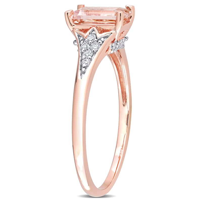 Miadora 10k Rose Gold Octagon-cut Morganite and 1/10ct TDW Diamond Ring