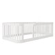 preview thumbnail 4 of 34, Wooden Floor Bed Frame Toddler Bed with Fence Guardrails, Twin/Full Size Montessori Bed Floor Platform Bed for Kids