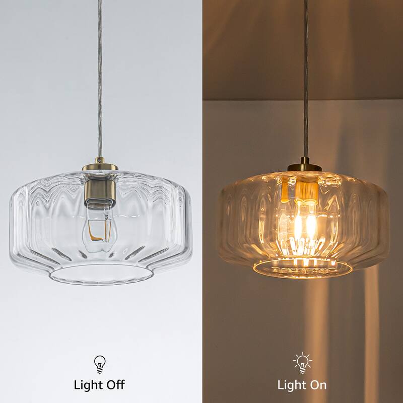 Starsky 1-Light Textured Glass Drum Pendant Light