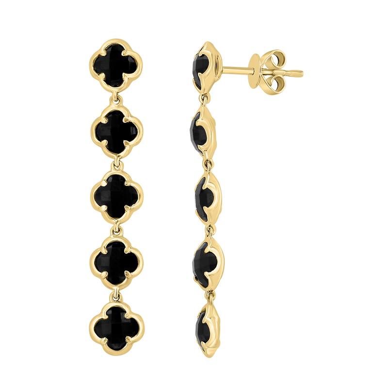 EFFY 14K Yellow Gold Onyx Draped Earrings