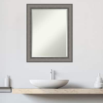 Burnished Concrete Narrow Beveled Wood Framed Bathroom Vanity Wall Mirror - Burnished Concrete Narrow