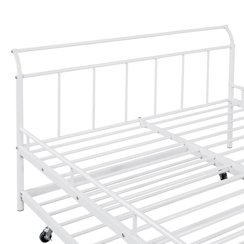 Metal Daybed with Curved Handle Design and Trundle