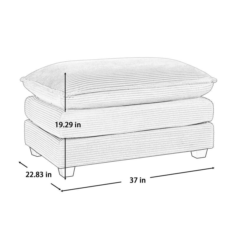 Ottoman Footstool in Corduroy Fabric, Can be Used with 2 Seater Sofas, 3 Seater Sofas and 4 Seater Sofas
