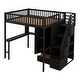 preview thumbnail 5 of 7, Full Size Wood Loft Bed with Bookshelf, Stairs Drawers, Desk and Wardrobe