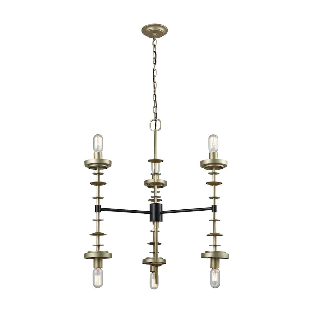 Orion 28-inch Wide 6-Light Chandelier in Antique Gold Leaf