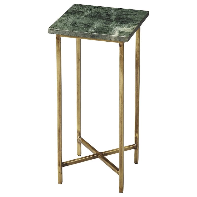 Handmade Green Iron and Marble Handmade Scatter Table (India) - Iron