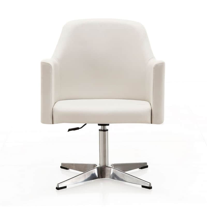 Manhattan Comfort Pelo Chrome Faux Leather Adjustable Height Swivel Accent Chair (Set of 2)