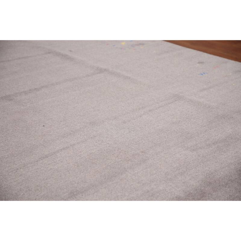 Gray Gabbeh Oriental Hand-Knotted Tribal Wool Carpet - 9'2" x 11'9"