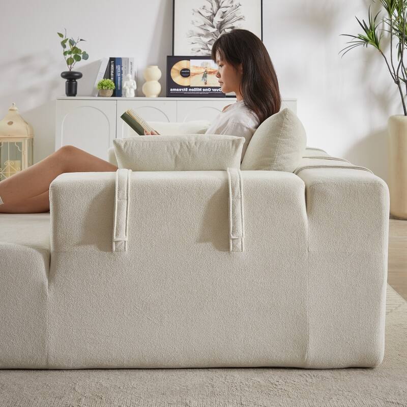 Modern Modular 108" L-shaped Chenille Upholstered Sectional Sofa With 6 Pillows