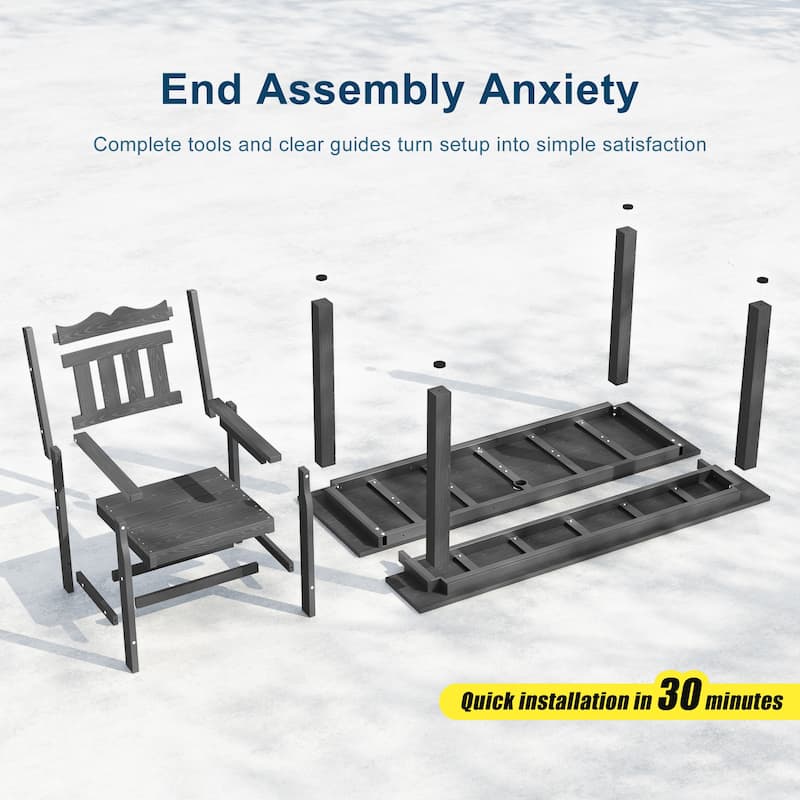 HIPS Outdoor Dining Set, Ergonomic Patio Chairs and Table(Set of 7)