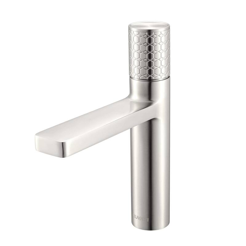 Ruvati Emilio Short Single Handle Cylinder Bathroom Faucet in Brushed Nickel - RVF5133BN - 7'6" x 9'6"