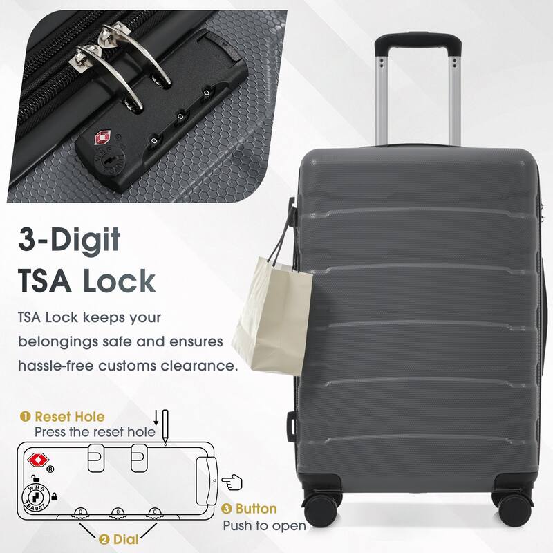 24" Hardshell ABS Expandable Suitcase with Spinner Wheels & TSA Lock