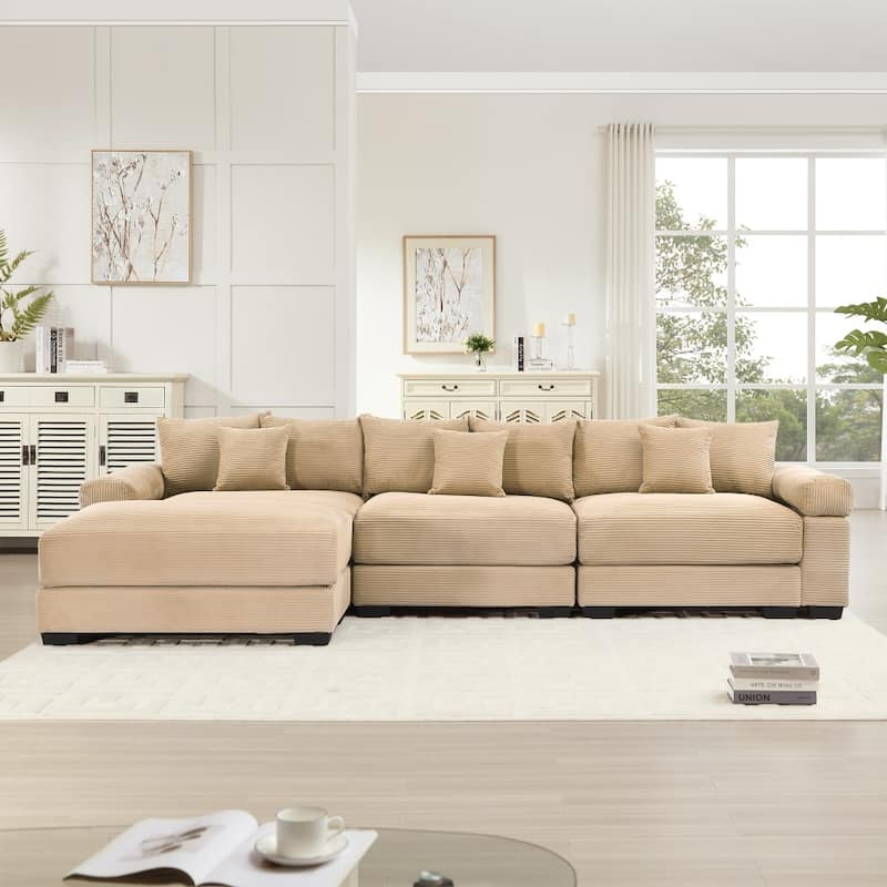 Flexible Modular Deep Seat Oversized Cloud Sectional Sofa with 9 Soft Pillows