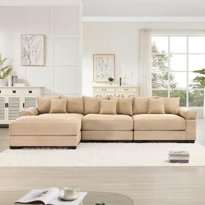 Flexible Modular Deep Seat Oversized Cloud Sectional Sofa with 9 Soft Pillows