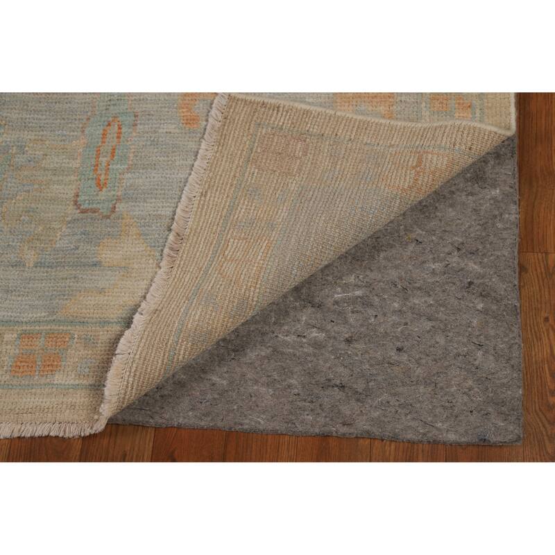 Floral Vegetable Dye Oushak Turkish Area Rug Hand-Knotted Wool Carpet - 9'0"x 12'5"