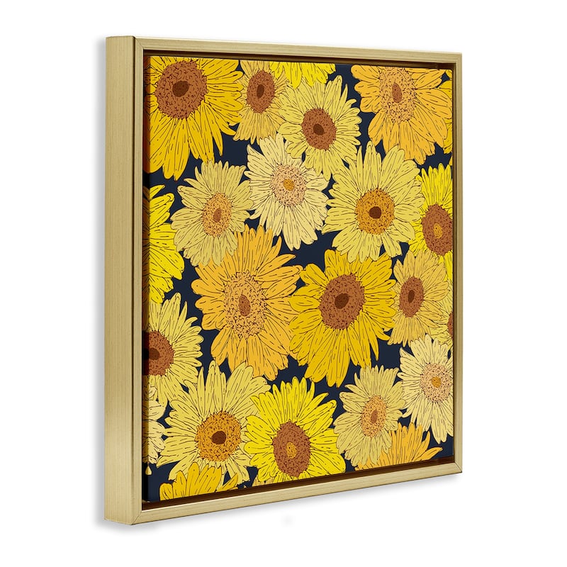 Stupell Charming Country Sunflowers Pattern Framed Floater Canvas Wall Art Design By Sazerelli Designs