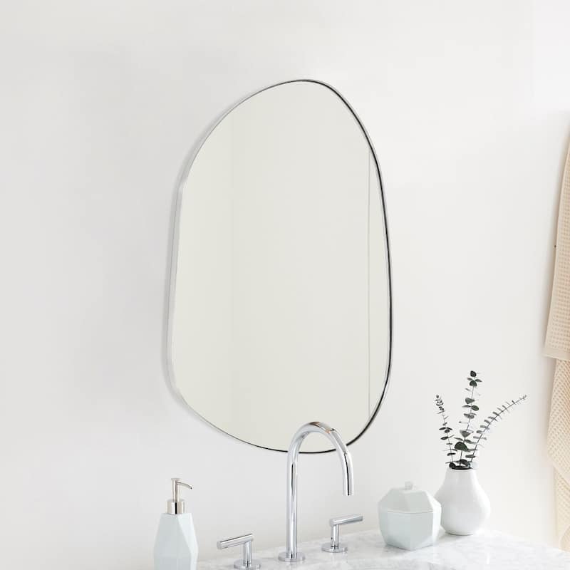TEHOME Bertlinde wall mirror irregular shaped mirror for living room - 36" x 26" - Brushed Nickel