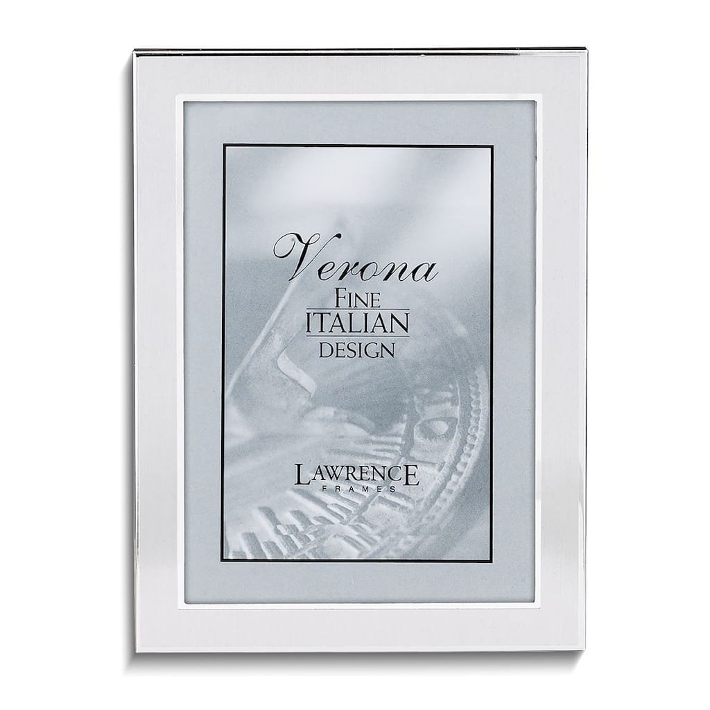 Curata Silver-Tone Brushed with Polished Edges 5x7 Metal Photo Frame