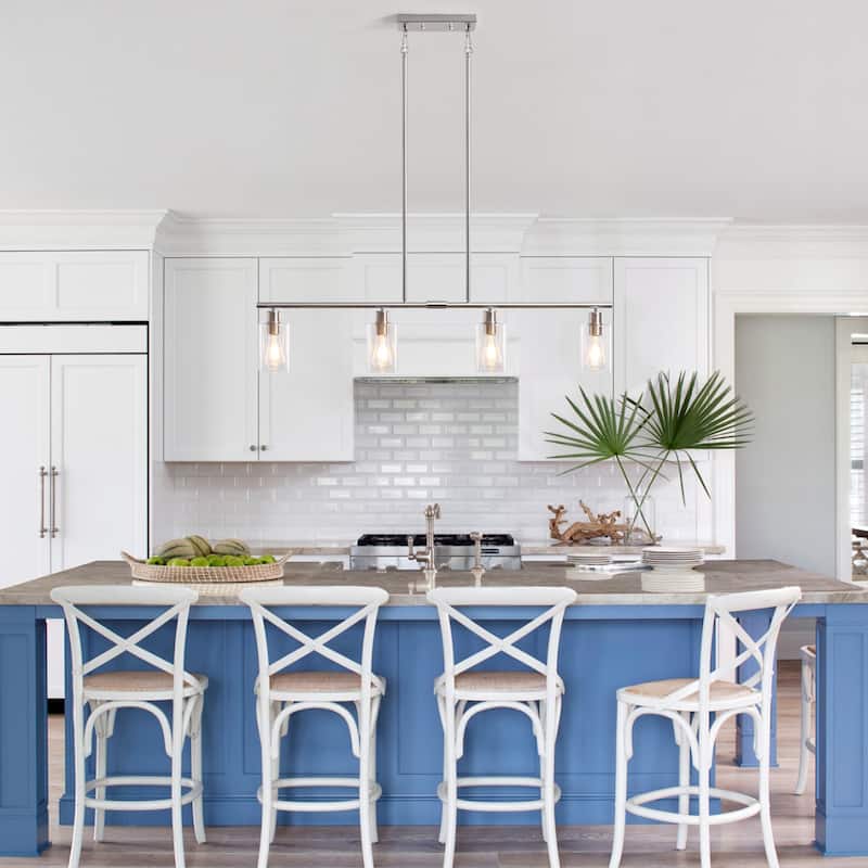 4-Light 43.7"W Kitchen Pendant Lighting witn Clear Glass Shades