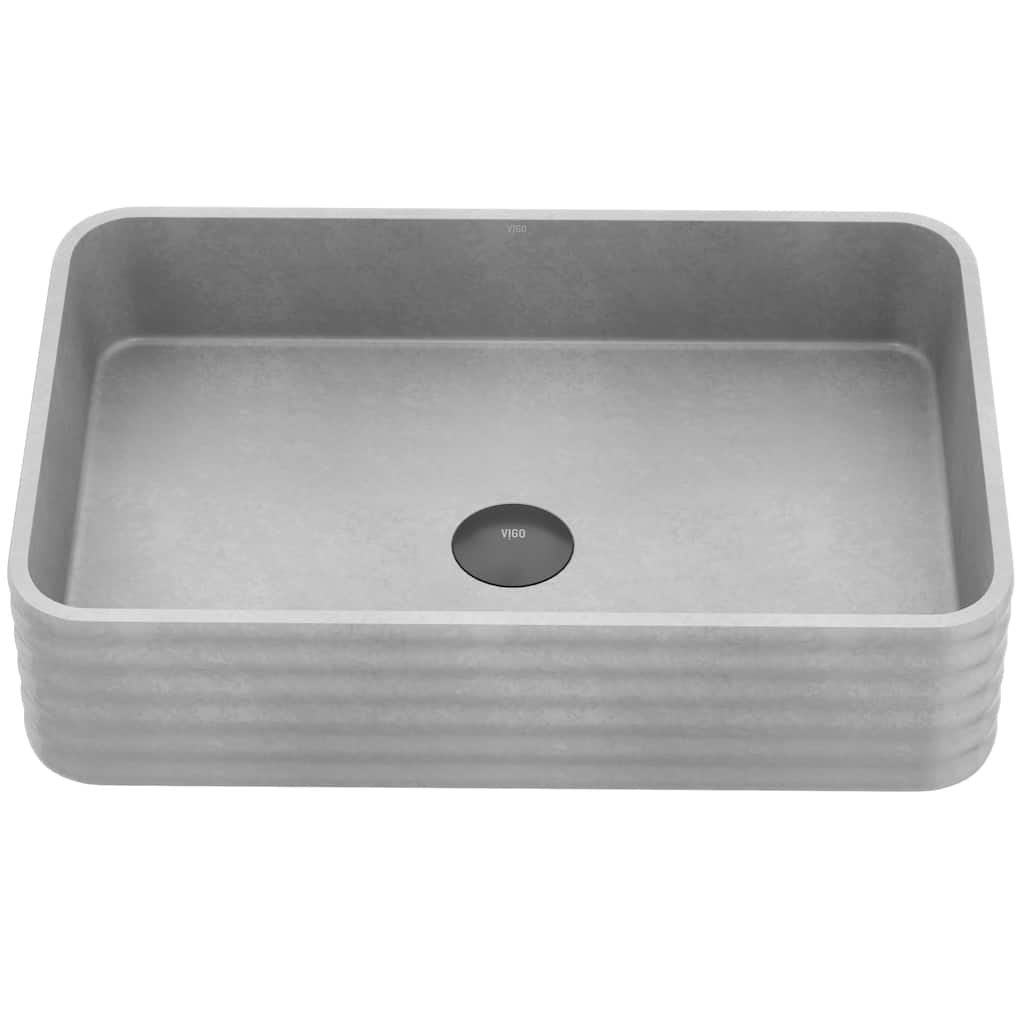VIGO Cadman 21"L x 14"W x 5"H Concreto Stone Rectangular Bathroom Vessel Sink