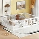 preview thumbnail 27 of 89, Montessori Floor Bed with Fence & Door, Toddler Wood Bed Frame for Kids White with Slats - Full