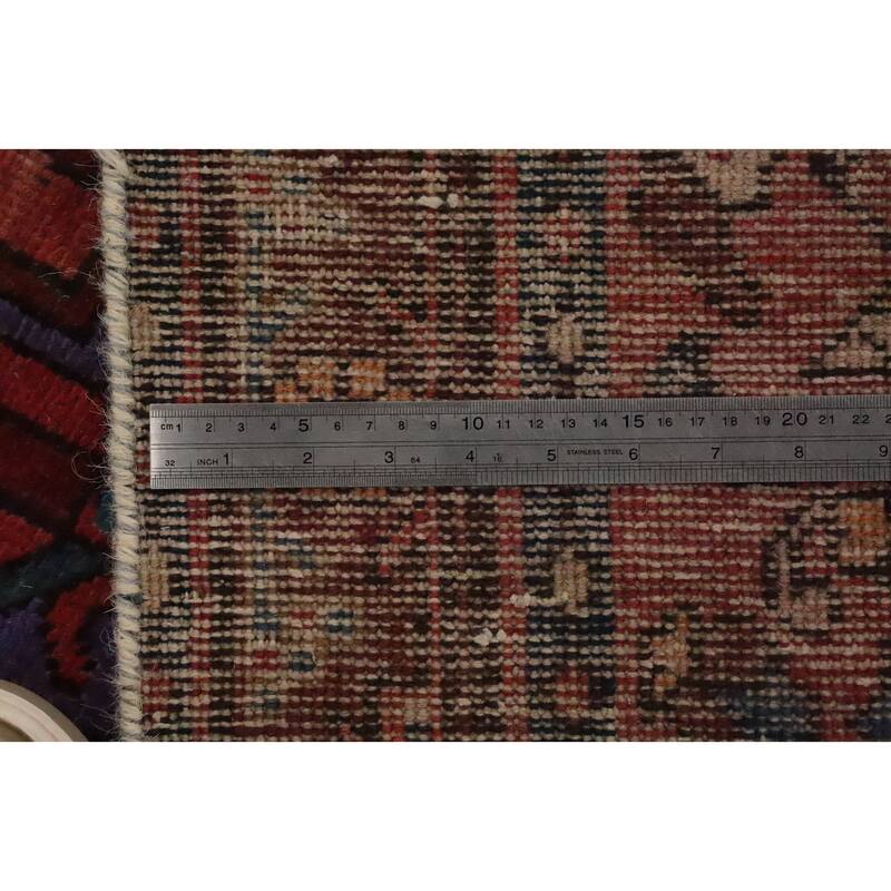 Hand Knotted Oriental 100% Wool Carpet Traditional Floral Oranges & Rust Heriz Runner Rug - 12' 8'' X 3' 3''