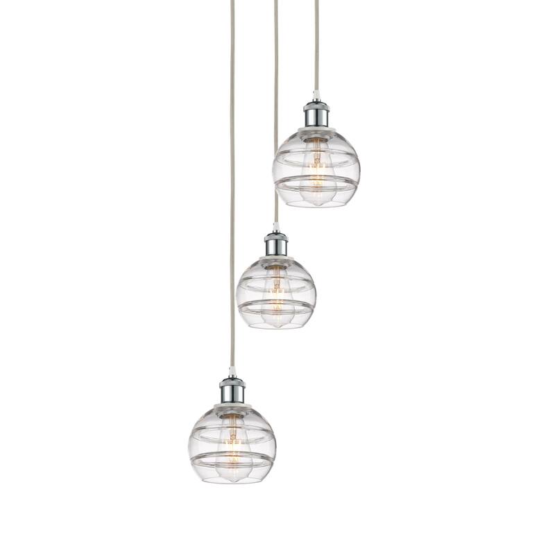 Innovations Lighting 113B-3P-24-12 Rochester Pendant Rochester 3 Light - White Polished Chrome / Clear