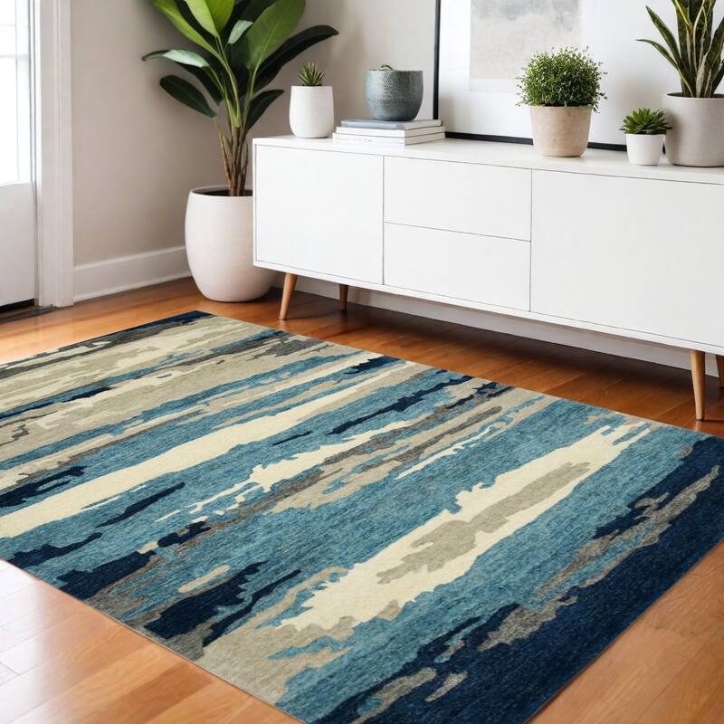 HomeRoots Abstract Transitional Rectangle Area Rug - 72.00 in. x 48.00 in.  x 0.50 in.