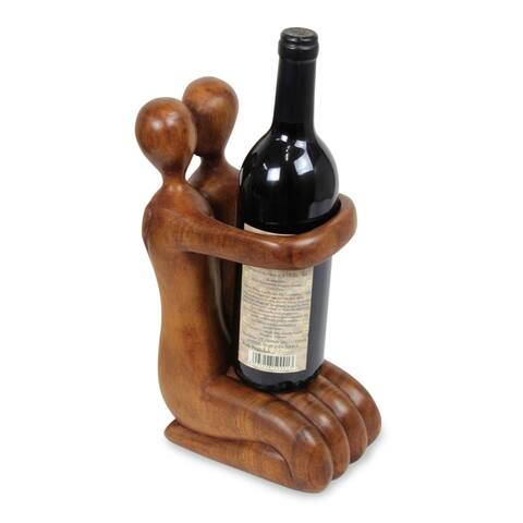 NOVICA Handmade Balinese Hand Carved Romantic Wine Bottle Holder Gift of Love (Indonesia) - 11.75" H x 6.75" W x 4.3" D