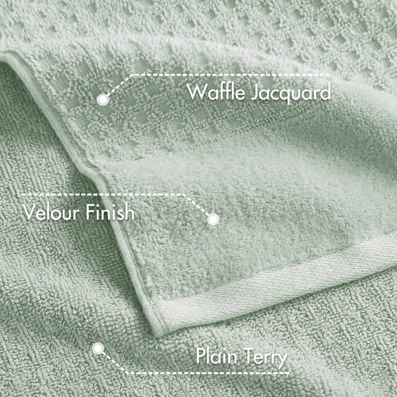 Madison Park Spa Waffle Cotton Waffle Jacquard Antimicrobial Bath Towel 6 Piece Set