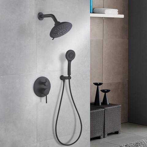 Matte Black Round Wall Mount Tub and Shower Faucet with Monitor - 6