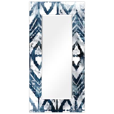 "Indigo Extraction "Abstract Rectangular Beveled Wall Mirror on Free Floating Printed Glass - Clear - 72 x 36