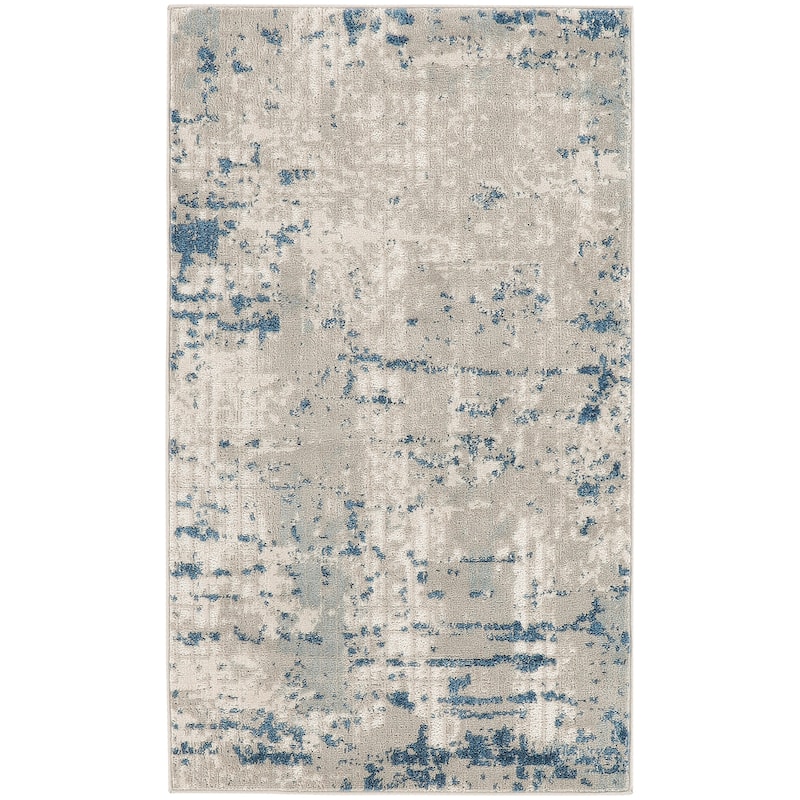 Nourison Concerto Modern Abstract Distressed Area Rug - 2'2" x 3'9" - Ivory/Gray/Blue