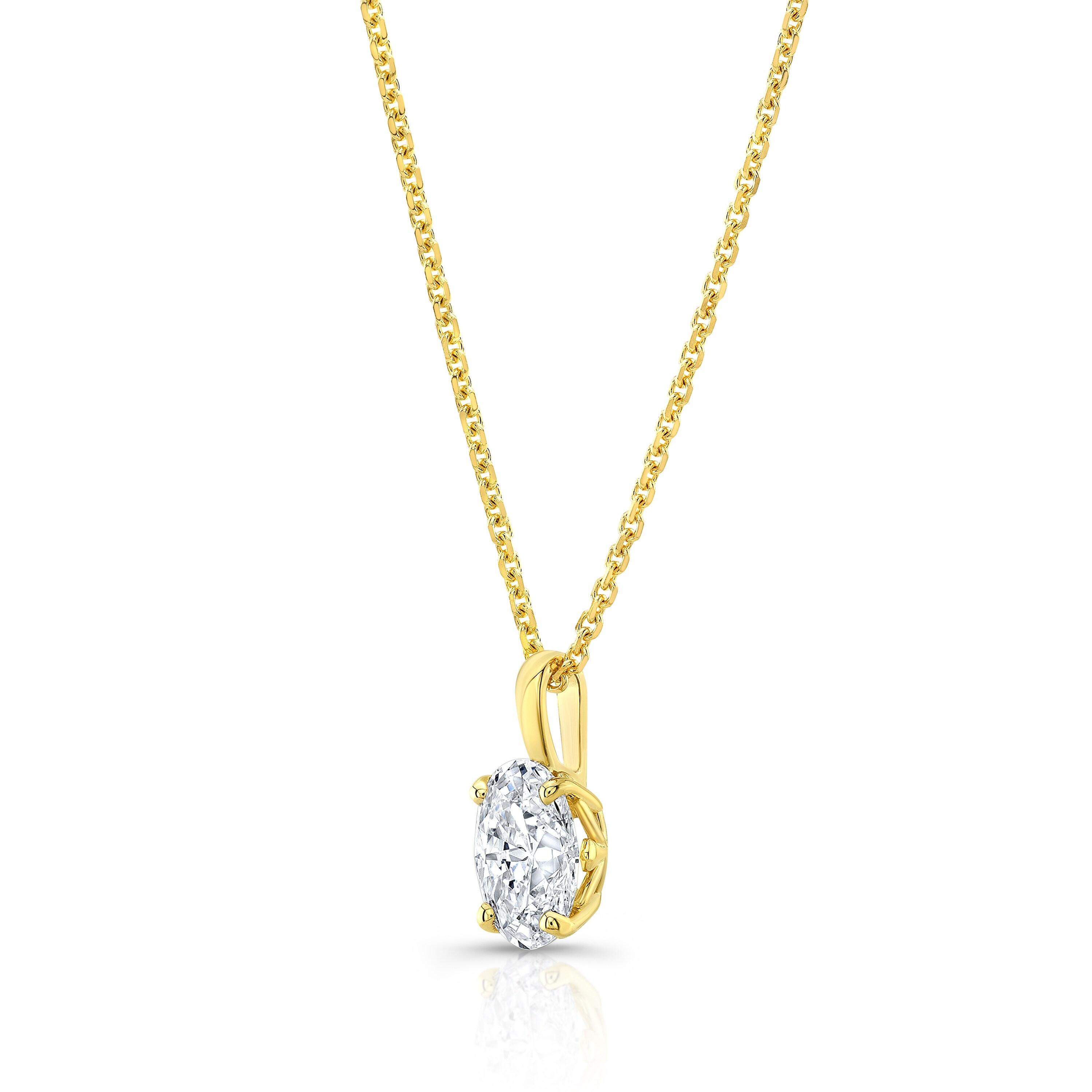 Oval Diamond Solitaire Pendant in a 14K Rose Gold Fleur De Lis Setting,  0.75ct. t.w. (HI, SI1-SI2)