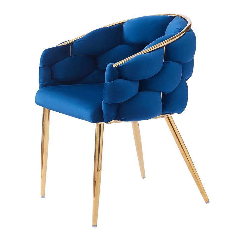 Set of 2 Luxury Handmade Accent Chair with Gold Legs, Modern Velvet Armchair Dining Chair for Living Room Bedroom