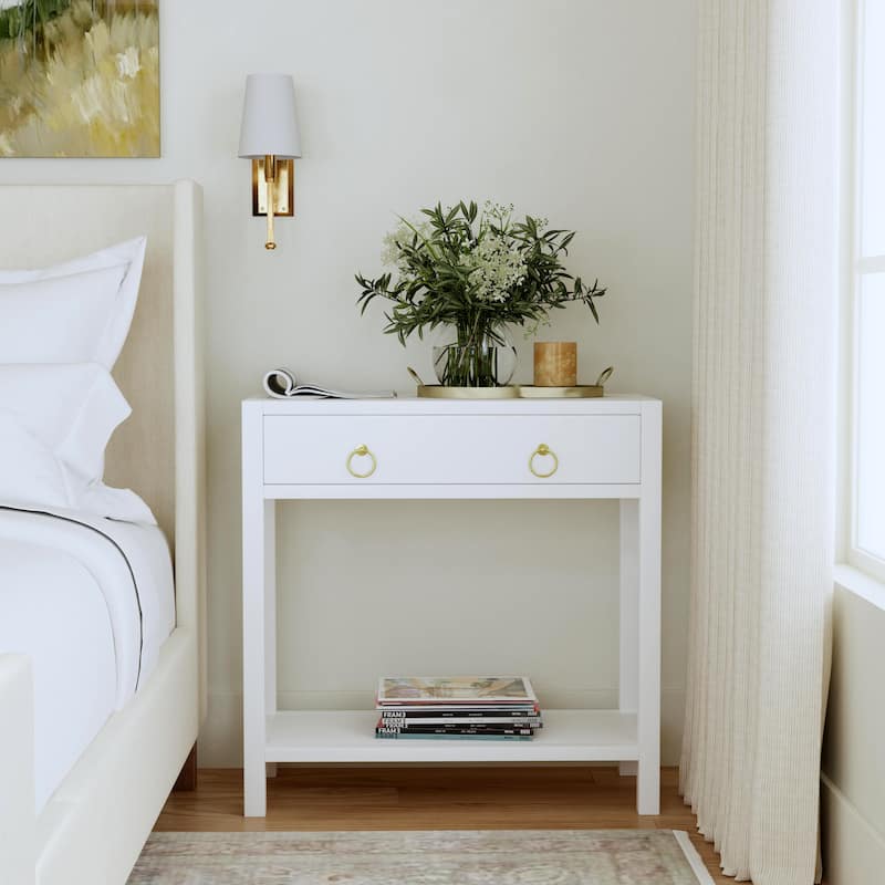 Lark 30" Wood 1-Drawer Nightstand - White
