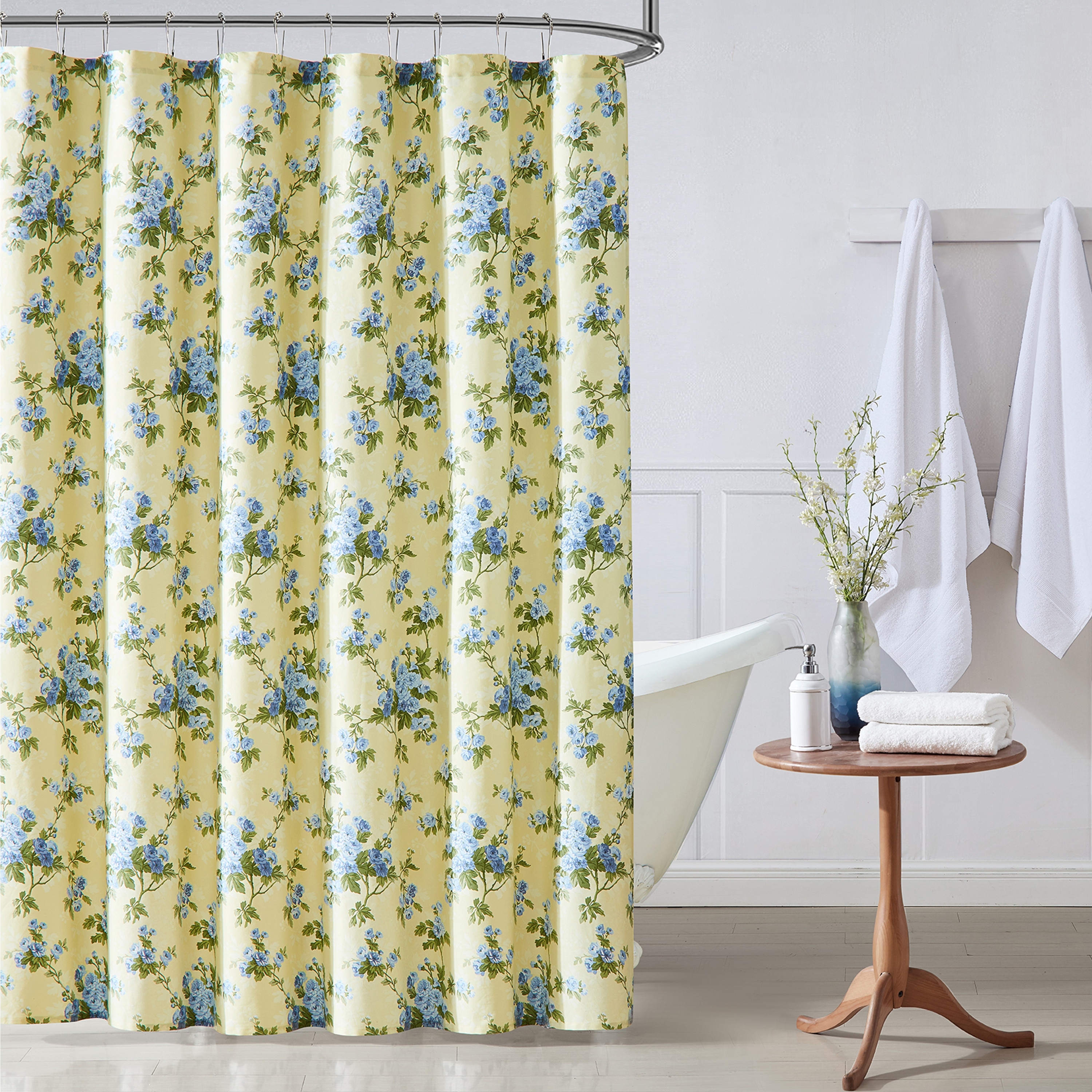 Laura Ashley Cassidy Cotton Yellow Shower Curtain - Bed Bath