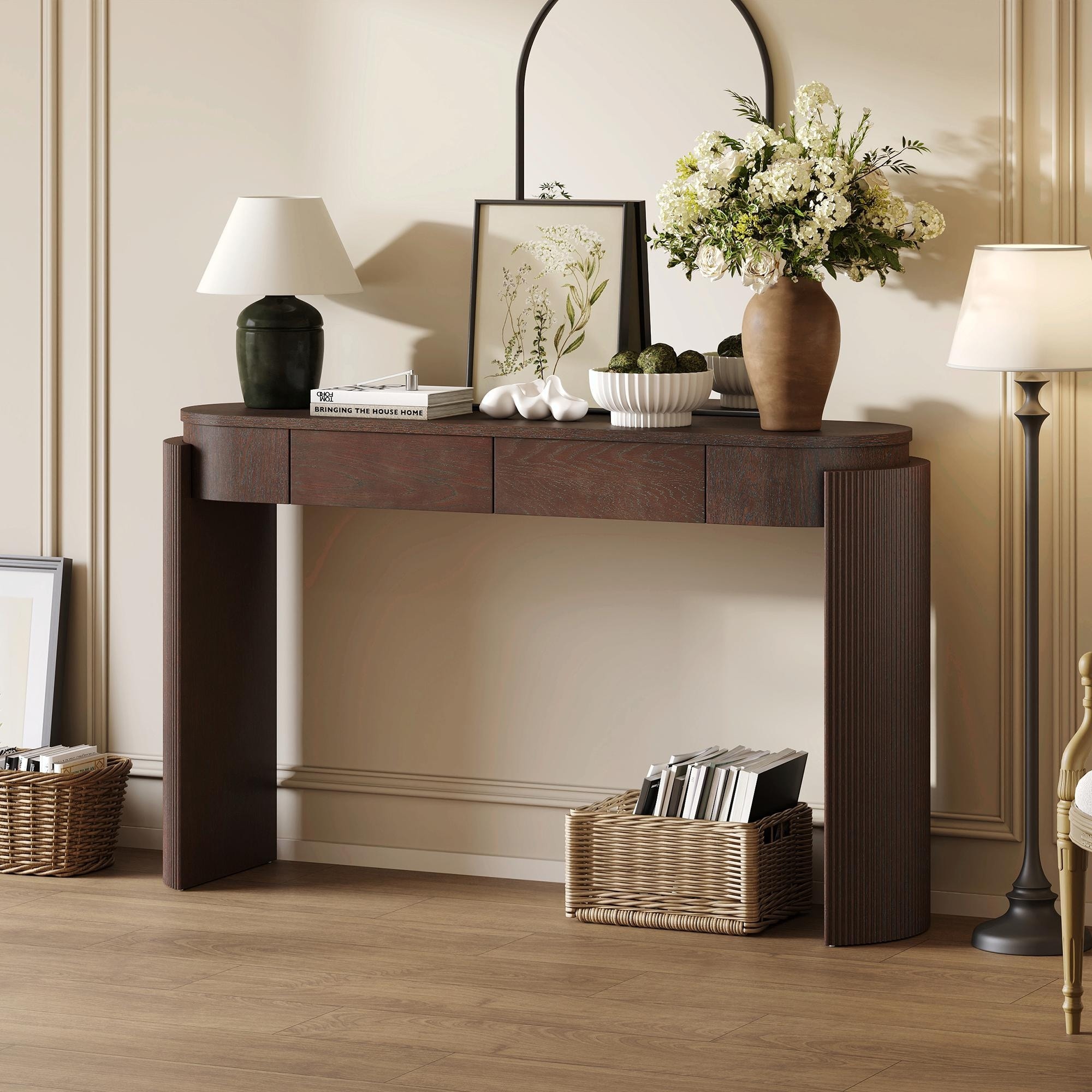 Entryway Table with Natural Wood Grain Finish