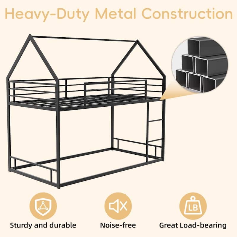 Heavy-duty Sturdy Metal Twin over Twin Bunk Bed