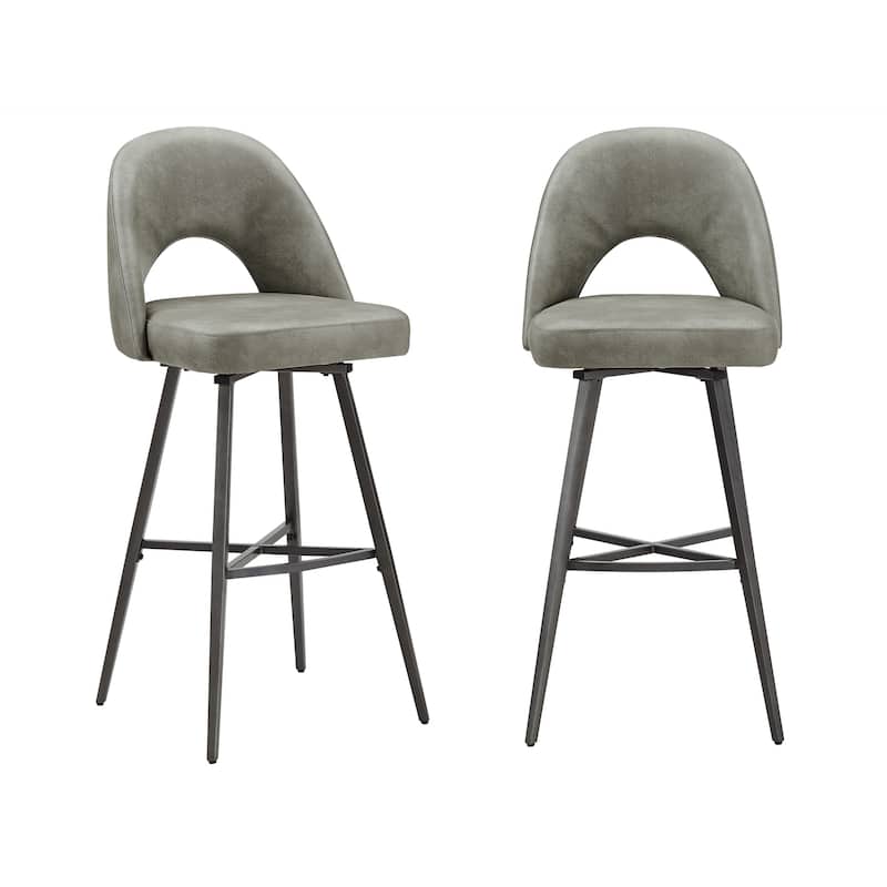 Vaduz Metal Swivel Stools (Set of 2) - Light Grey PU Leather - Bar Height