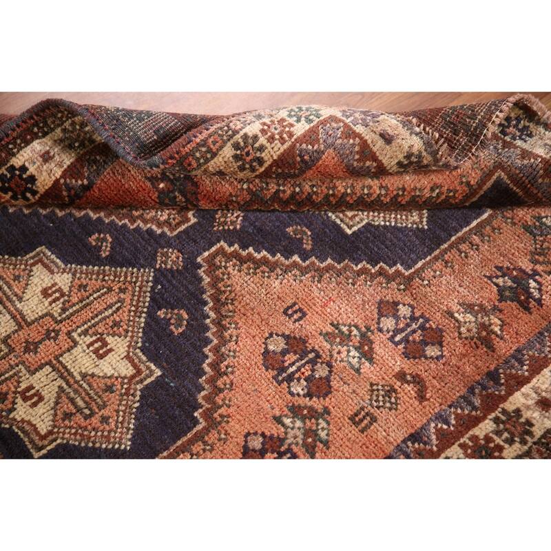 Tribal Pink Shiraz Persian Vintage Area Rug Handmade Wool Carpet - 3'7"x 4'7"