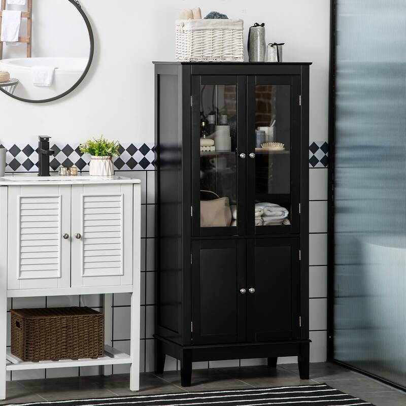 Kleankin Bathroom Floor Cabinet With 2 Storage Cabinets