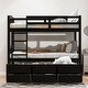 preview thumbnail 2 of 9, Twin over Twin Bunk Kids Bed Frame with Trundle & Drawers, Convertible Design, Espresso
