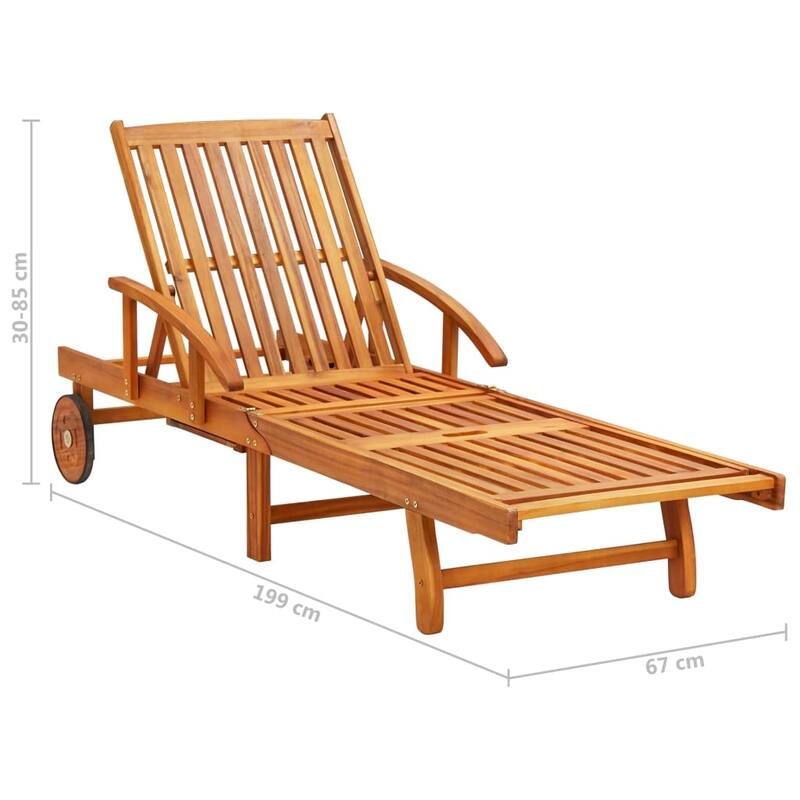 vidaXL Patio Lounge Chair Sunbed Sunlounger with Cushion Solid Acacia Wood