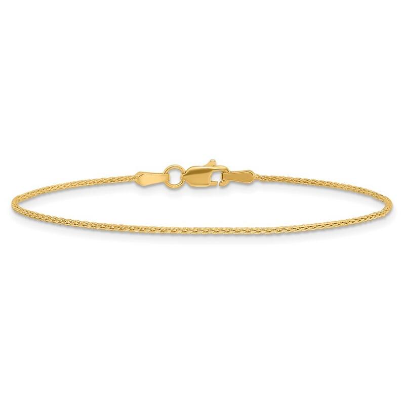 Curata 10k Yellow Gold 1.2mm 7" Parisian Wheat Chain Bracelet